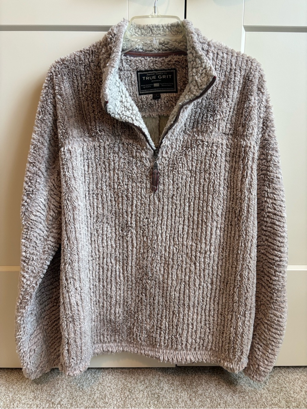True Grit Men’s Zip-Up Sherpa Pullover - Taupe